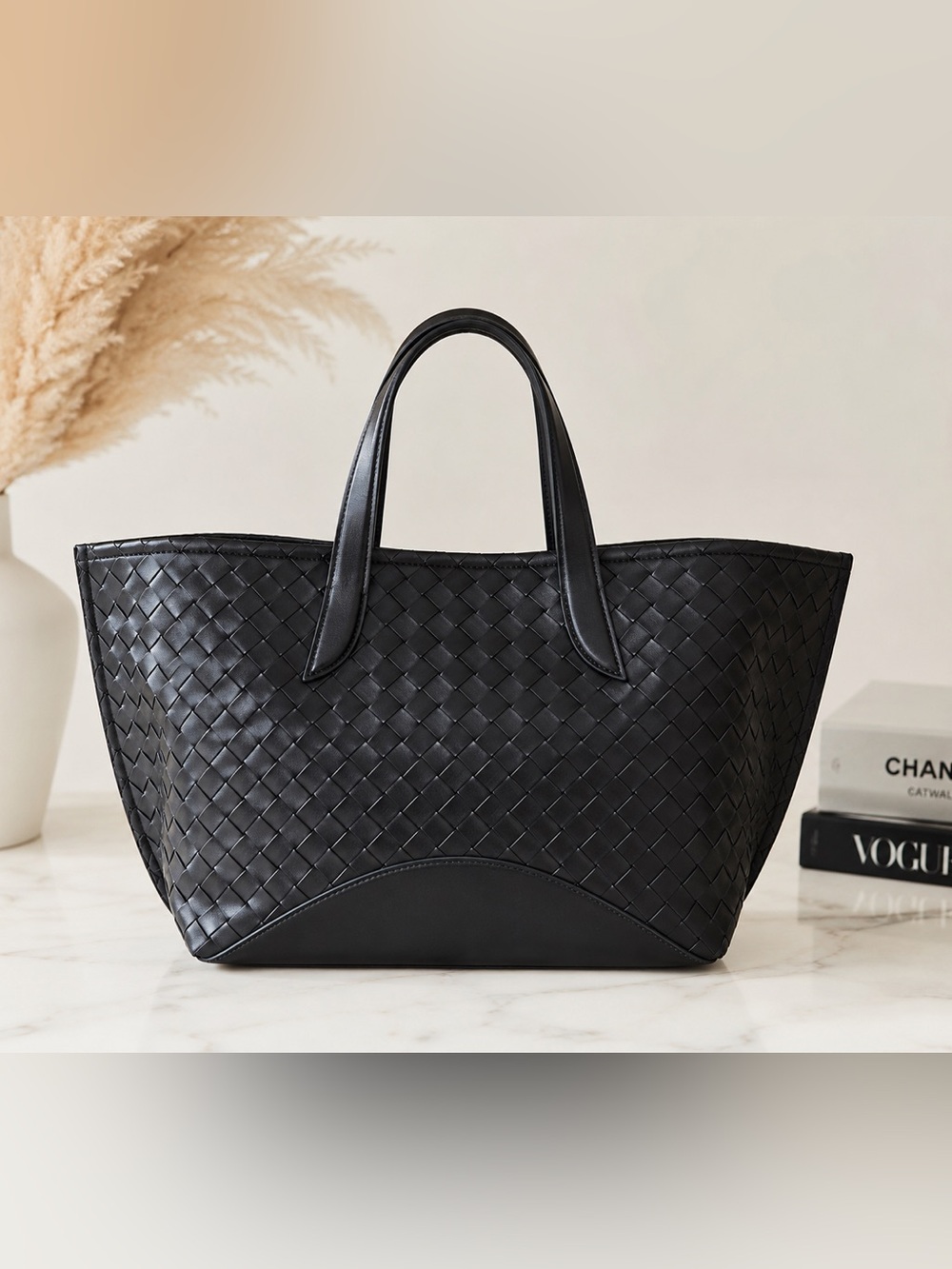 🖤 Woven Oversized Tote Bag | Black | New with Tags